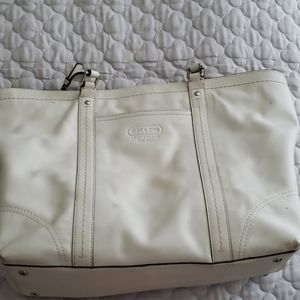 Coach White Leather Tote